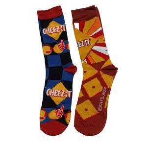 Cheez-It Crackers Snacks Novelty 2 Pair Adult Men Crew Socks Size 6-12 NWOT